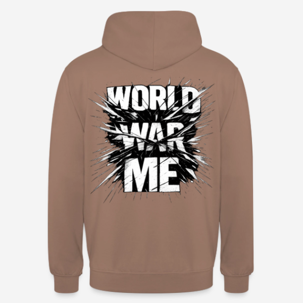 WORLD WAR ME Hoodie in mokka mit Rückendruck